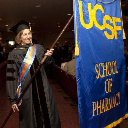 Schweitzer with banner